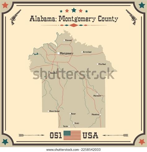 Large Accurate Map Montgomery County Alabama Stock Vector (Royalty Free ...