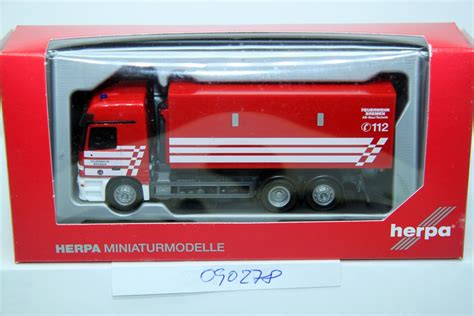 Herpa 090278 Mercedes Benz Actros L Abrollcontainer LKW Feuerwehr