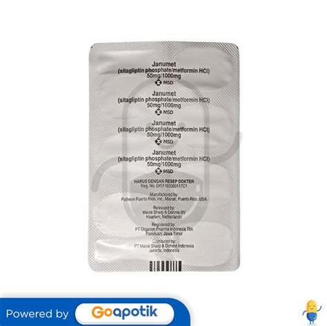 Janumet 50 Mg 1000 Mg Tablet Kegunaan Efek Samping Dosis Dan