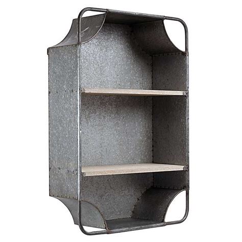 Wood And Galvanized Metal Hanging Storage Cabinet Metal Wall Shelves Galvanized Metal Wall