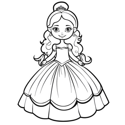 Desenho de Princesa para Colorir Grátis Pintar em Detalhe