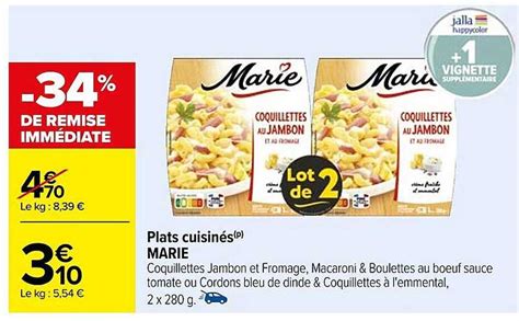 Promo Plats Cuisin S Marie Chez Carrefour Icatalogue Fr