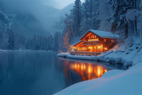 winter lodge stock  images  backgrounds