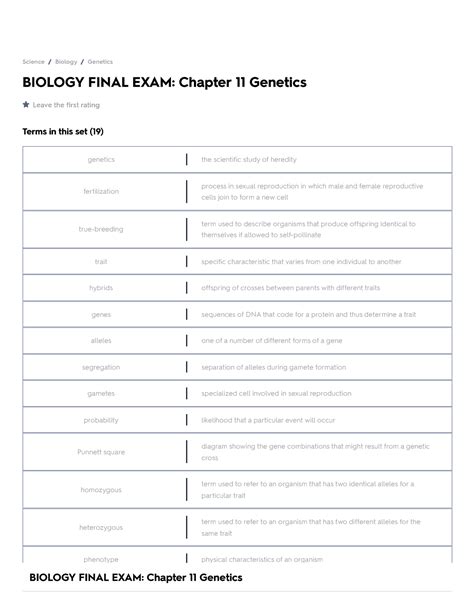 Biology Final EXAM Chapter 11 Genetics Flashcards Quizlet - BIOLOGY