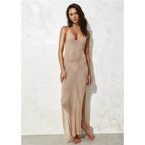 Knitted Tunic Bikini Cover Ups Sexy Hollow Out Strappy Dress Women Summer See Through Beach