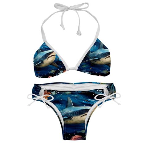 Starry Shark Detachable Sponge Adjustable Strap Bikini Set Two Pack Great For All Scenes One