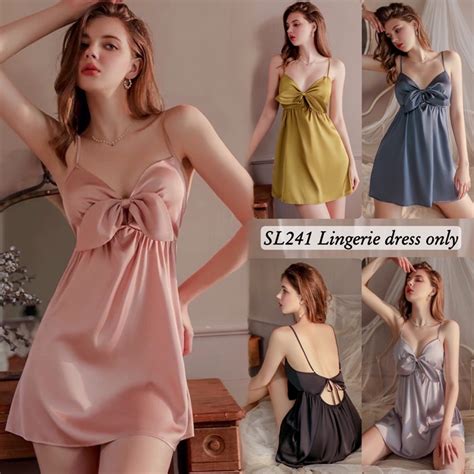Jual Sexy Lingerie Dress Satin Baju Tidur Sexy Lingerie Wanita Lingerie Dress Satin Premium