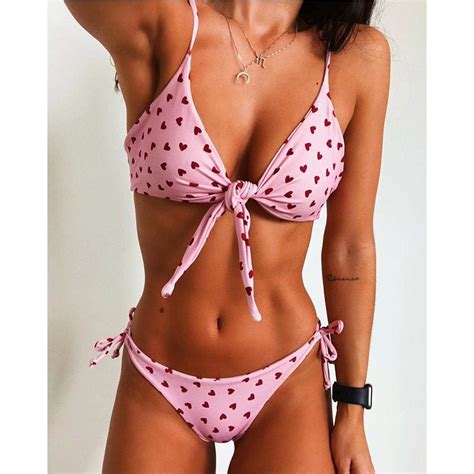 Summer Bikini Set Explosion Models Womens Sexy Print Swimsuit Bikini Solid Separate Swimsuit