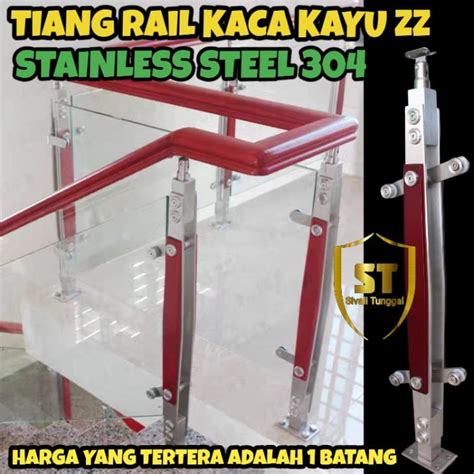 Jual Tiang Rail Sus Kaca Kayu Zz Stainless Tiang Railing Tangga