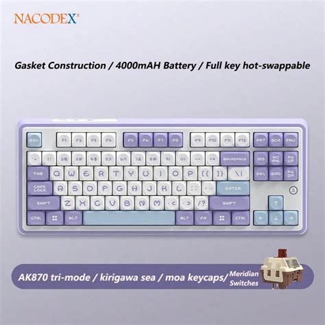 Nacodex One Triple Mode Mechanical Keyboard Gaming Athletic Office Moa Keycaps All Keys Hot Swap