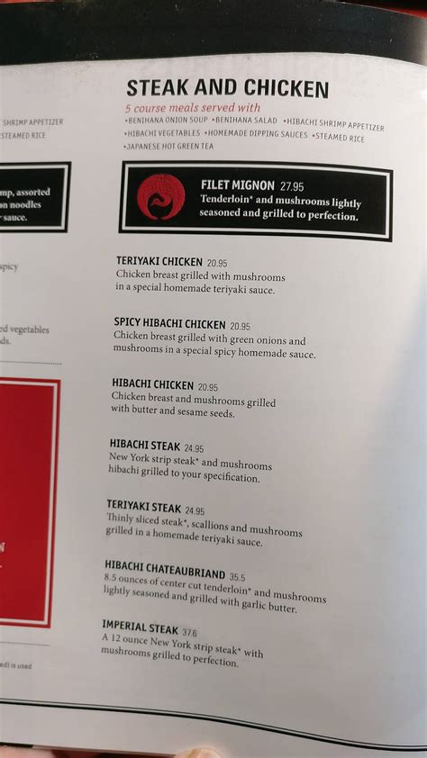 Menu At Benihana Restaurant Maple Grove Fountains Way