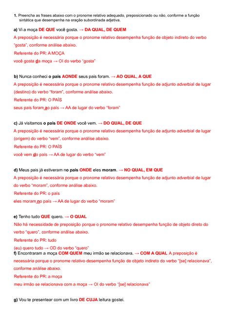 Atividades Com Pronomes Relativos Em Inglês 8o Ano Com Gabarito