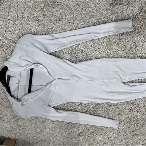 Naked Wardrobe White Zip Up Jumpsuit Only Wore Once Depop