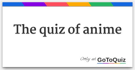 the quiz of anime