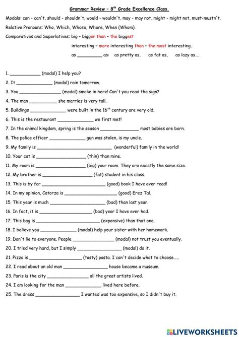 Grammar Review 8th Grade Excellence Class, Dina Shterengas ...