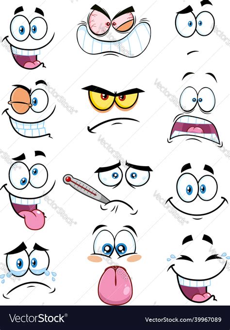 Cartoon Funny Faces Collection Royalty Free Vector Image