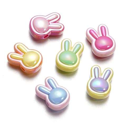 St Kunkka 4pcs 16 8 23 8mm Sandwich Rabbit Acrylic Color Plated Beads