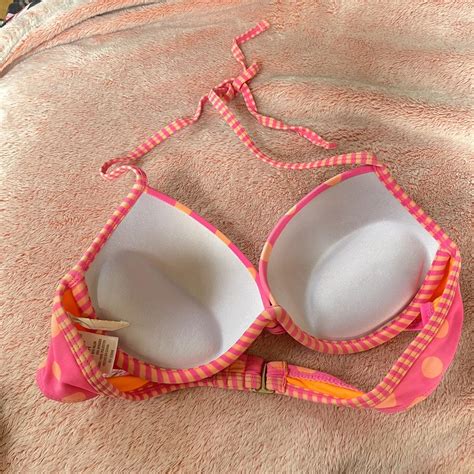 Pink Polka Dot Bikini Top Size Small Excellent Depop