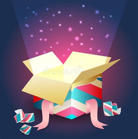 Radiant Light Coming Out From An Open T Box Stock Illustration