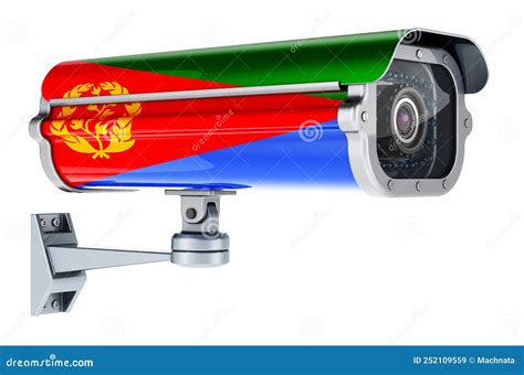 Surveillance Camera With Eritrean Flag D Rendering Stock Photo