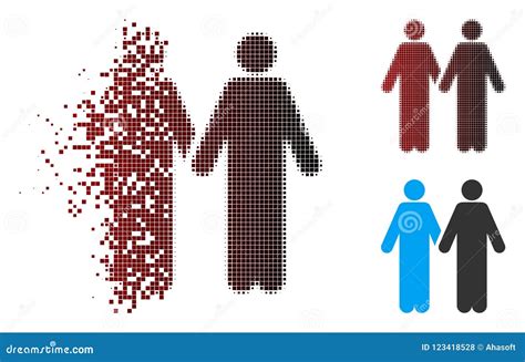 Fragmented Pixel Halftone Gay Couple Icon Stock Vector Illustration Of Broken Disappear