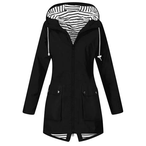 Floleo Women Waterproof Lightweight Rain Jacket Warm Windbreaker Long