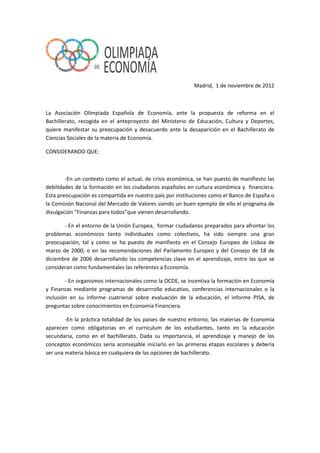 Apoyo De La Asociaci N De Olimpiadas De Econom A Pdf