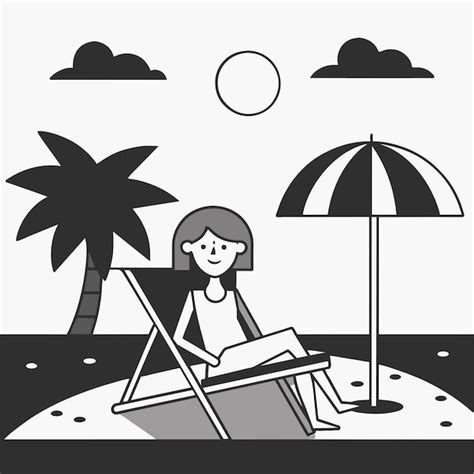 Mujer En Bikini Chica De Verano En Vacaciones Traje De Ba O De Playa Vacaciones Dibujado A Mano