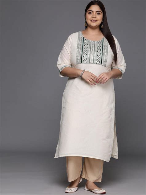 Buy Off White Yoke Design Cotton Straight Kurta Online At Rs 659 Libas