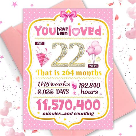 Amazon.com : 22nd Birthday Card TSVATE 22 year Old Girl Birthday Gifts