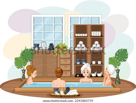 Women Hot Tub Spa Illustration Stock Vector Royalty Free 2241883719 Shutterstock