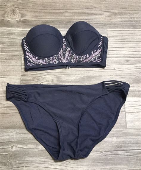 Ninety Nine Charcoal Grey Bikini Swimsuit Bathing Sui Gem