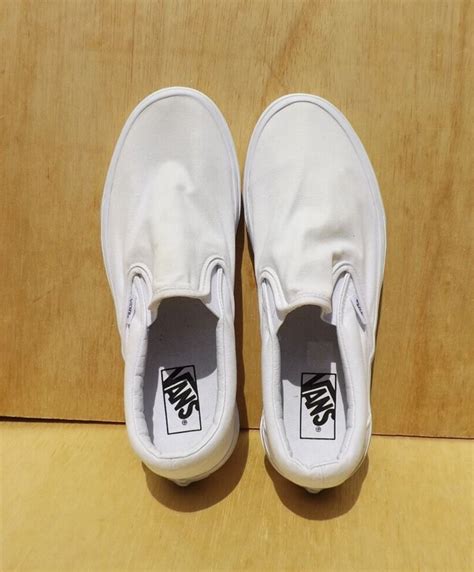 Vans Classic Unisex Slip On Shoes Whitewhite Size 9 Gem