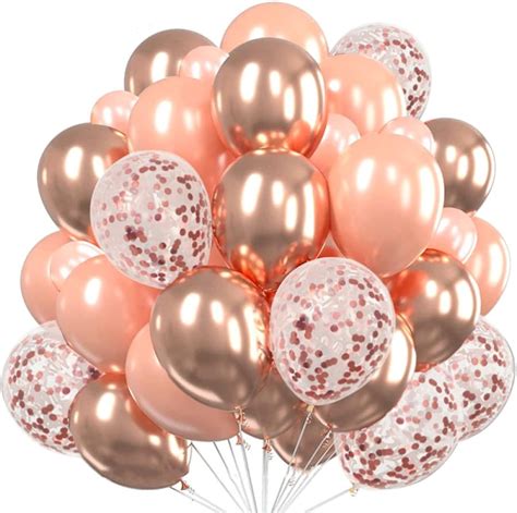 Zestaw Szt Balon W R Owe Rose Gold Z Konfetti Urodziny Wesele