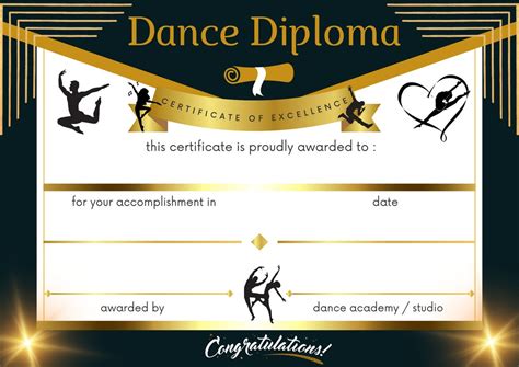 Dance Diploma Certificate Dance Award Certificate Dance - Etsy