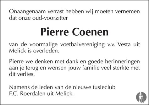 Pierre Coenen 24 04 2020 Overlijdensbericht En Condoleances Mensenlinq Nl