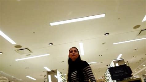 Upskirt Shoe Store Brunette Striped Dress Candidarchives