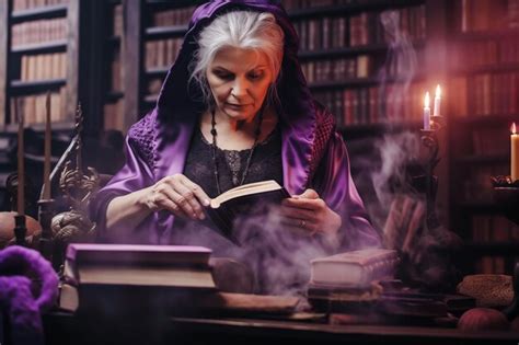 AI Generated Illustration Of A Mature Woman Practicing Witchcraft Premium AI Generated Image