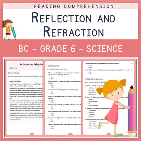 grade  science reflection  refraction worksheet bc standards