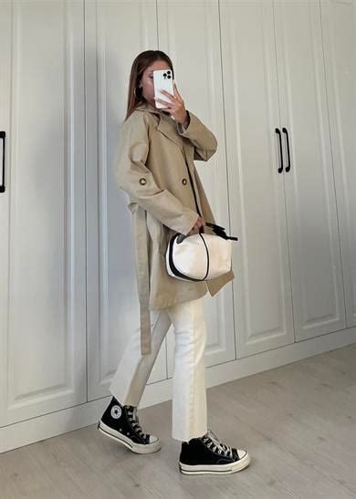 Mango Model Oversize Nude Yeşili Trençkot