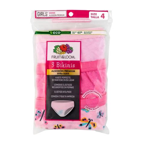 Bikini Fruit Of The Loom para Niña Multicolor Paquete con Piezas Talla Bodega Aurrera