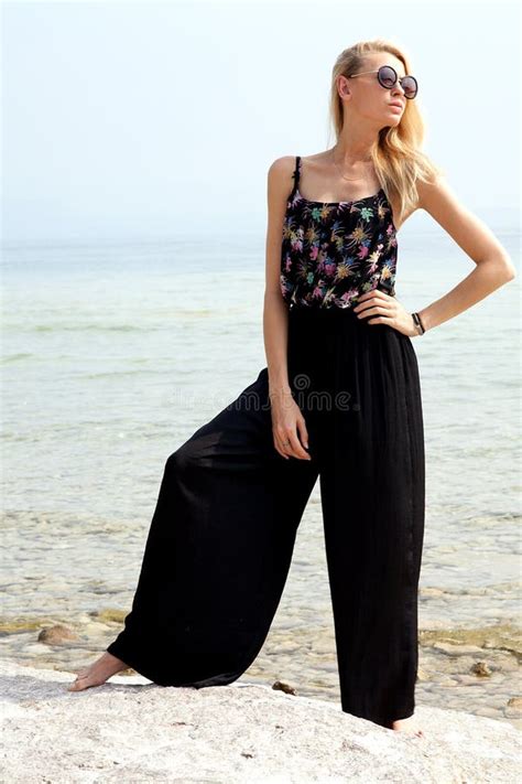 Blonde Girl On The Beach Posing Stock Photo Image Of Nature Tourist 53636994