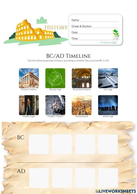 Bc Ad Timeline Hunterswoodsph Montessori History Worksheet