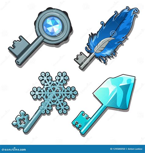 Set Of Fancy Keys Isolated On A White Background Vector Illustration
