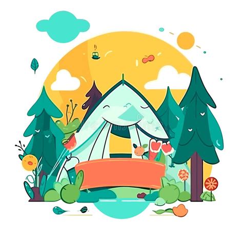 Camping In A Tent In The Open Air Summer Holiday Adventures In The