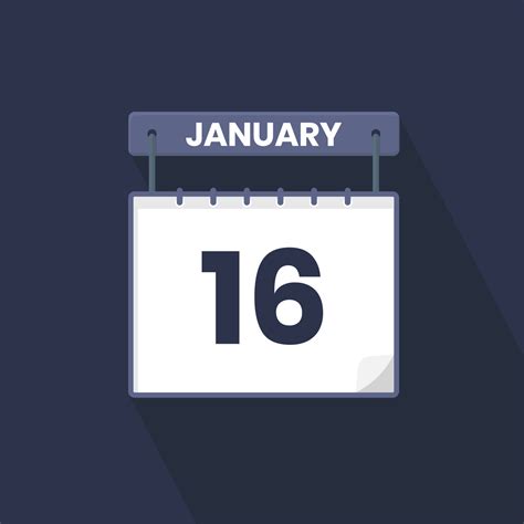 16th January calendar icon. January 16 calendar Date Month icon vector ...