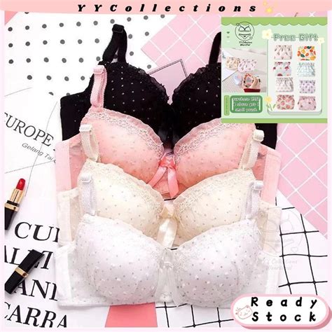 Ready StocWomen Wired Bra Seamless Cute Lace Push Up Bra Lingerie 有钢圈内衣 Coli Wanita