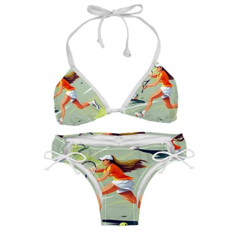 Tennis Chic Bikini Set With Detachable Sponge Adjustable Strap Pack For Versatile Swim