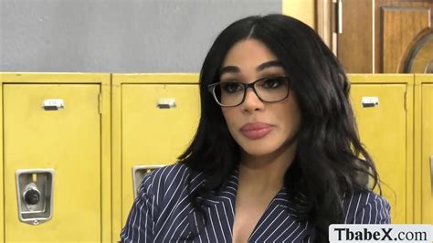 Latina TS Teacher Eva Maxim Gives Student Blowjob