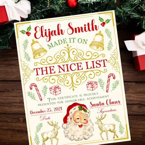 Personalized Christmas Santa Nice List Letter Printabelle